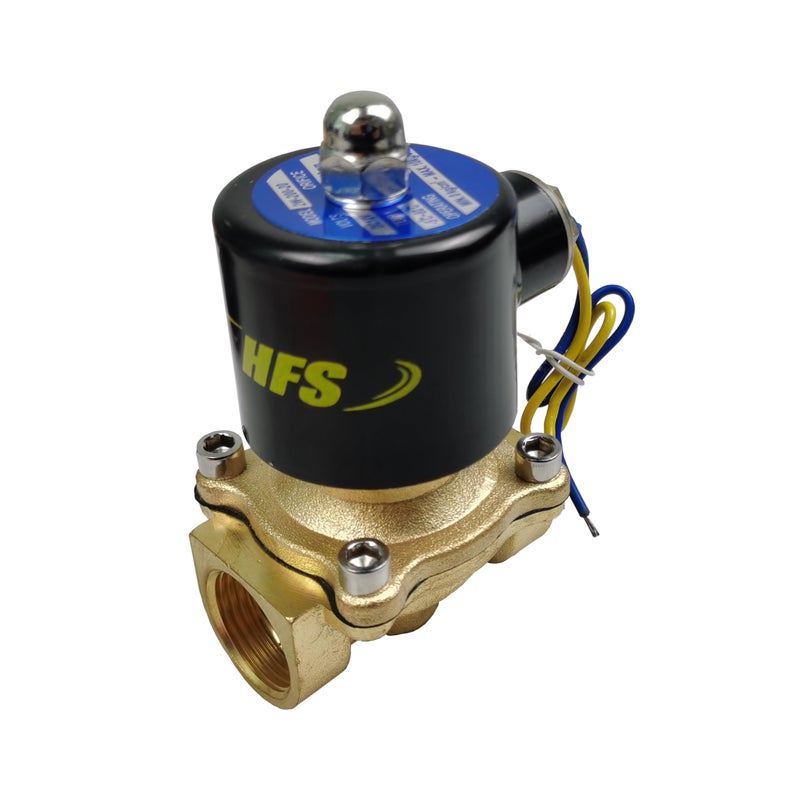 HFS(R) Electric Solenoid Valve Copper Normally Closed for Water Air Gas (12V DC 3/4IN NPT) - Image 1